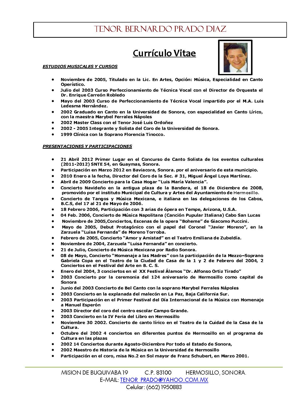 Tenor Bernardo Prado Díaz